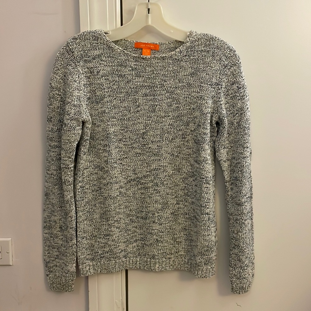 Joe Fresh blue and white knit crew neck sweater